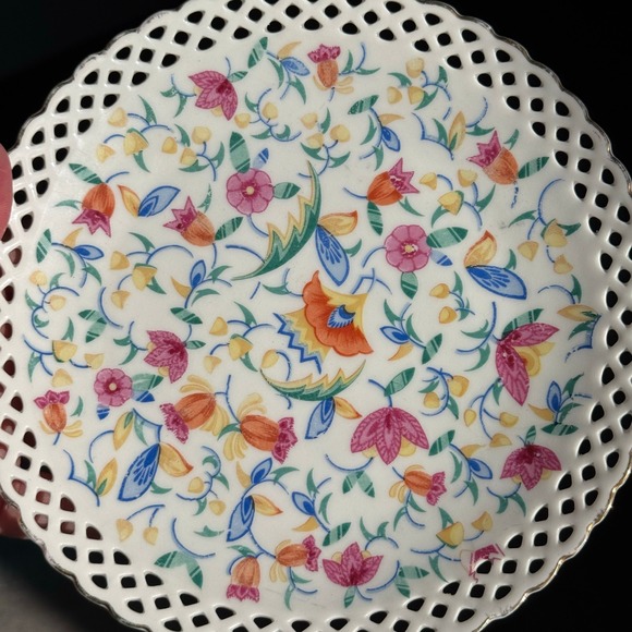 Vintage Germany Floral Reticulated Plate Decorative‎ Display Plate - Picture 6 of 7